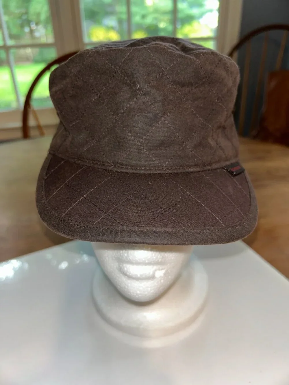 Barbour Brown Quilted Waxed Cotton Trapper Hat, Sz Small